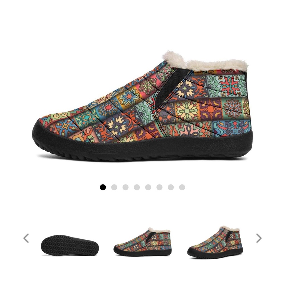 YES WE VIBE Vintage Boho Pattern Quilted Booties Unisex 8.5 Men 10 Women